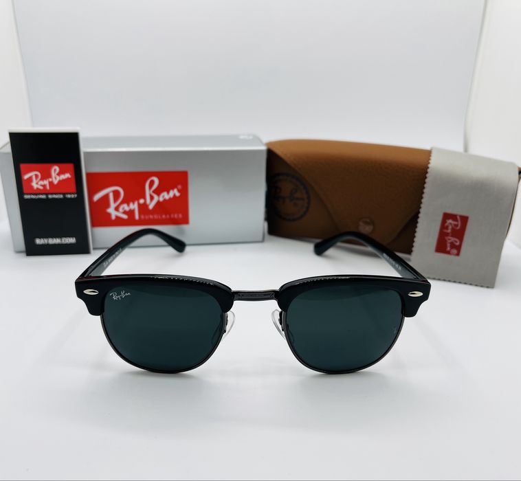 Солнцезащитные очки Ray Ban Clubmaster RB3016 Black-Black 51мм стекло