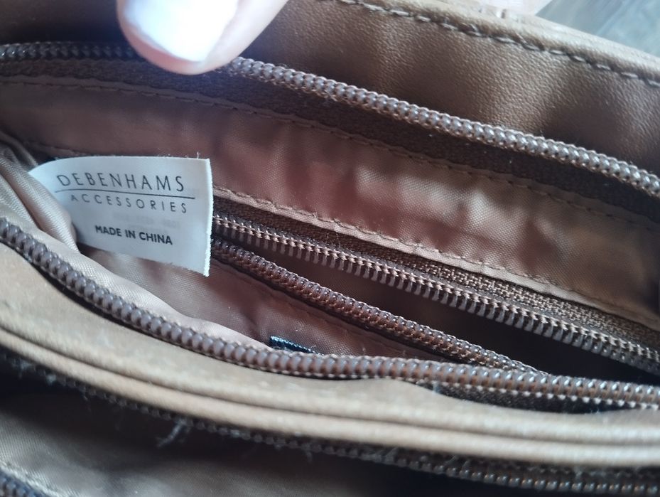 Debenhams torebka do ręki brązową pojemna trapezowa