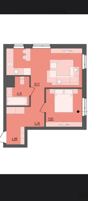 2-комнатная квартира по адресу Франко Ивана ул. (площадь 44 м²) - Atlanta.ua - фото 2