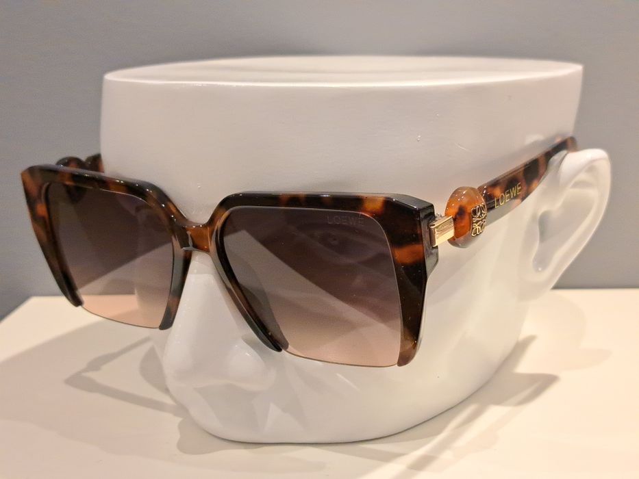 LOEWE panterkowe duże nowe okulary przeciwsłoneczne złote logo