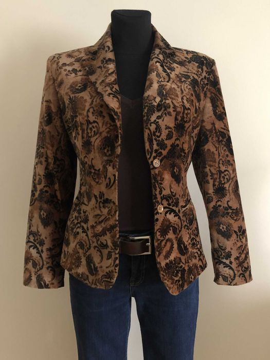 Marynarka vintage aksamitna retro bawełna acetat  90s  brązowa