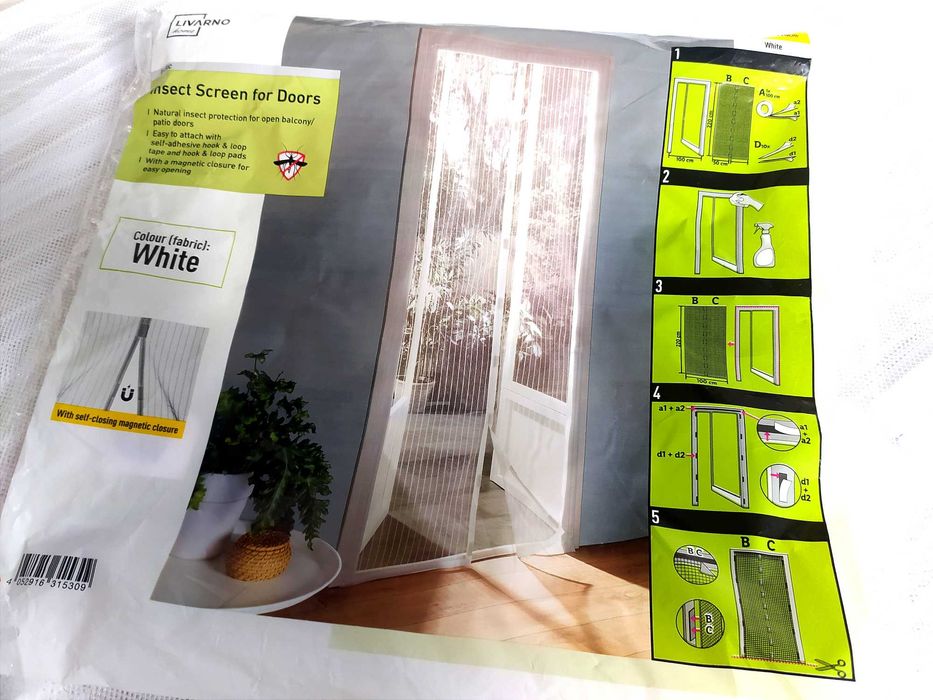 Moskitiera na okno balkonowe z magnesem Biała magnetyczna 100x220 nowa