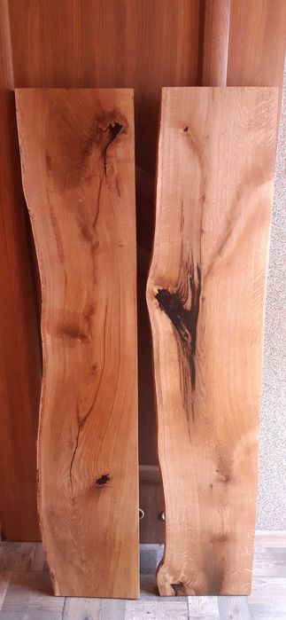 Parapety z duszą naturalny dąb, żywa krawędź, styl live edge drewniane