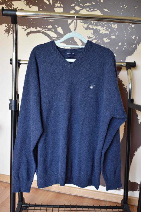 Granatowy Sweter z Wełny Jagnięcej GANT, Rozmiar 3XL