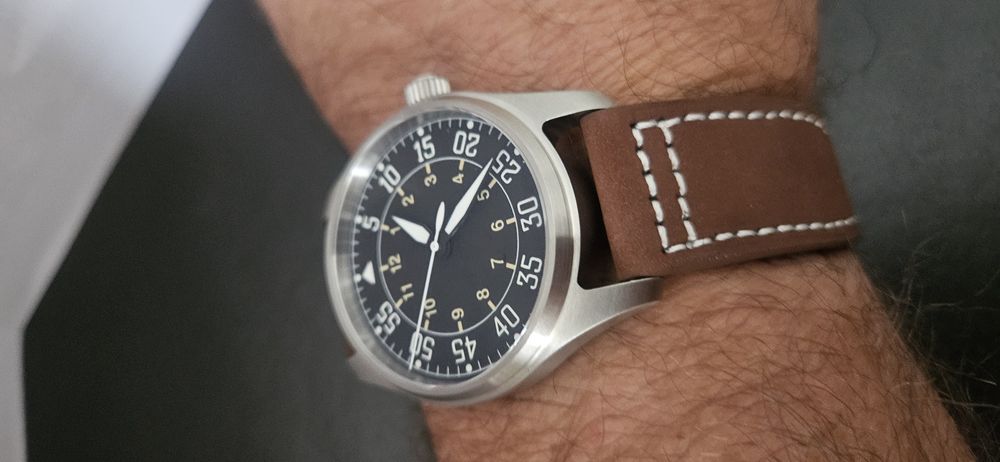 Nowy, męski, automatyczny zegarek flieger, szafirowe szkło