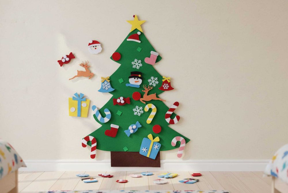 Ялинка з фетру з іграшками на липучках (21 шт), 95*70 см (HA-79)