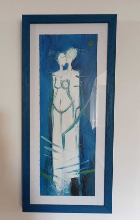 Selling Framed Signed Oil Painting in Blue Tones