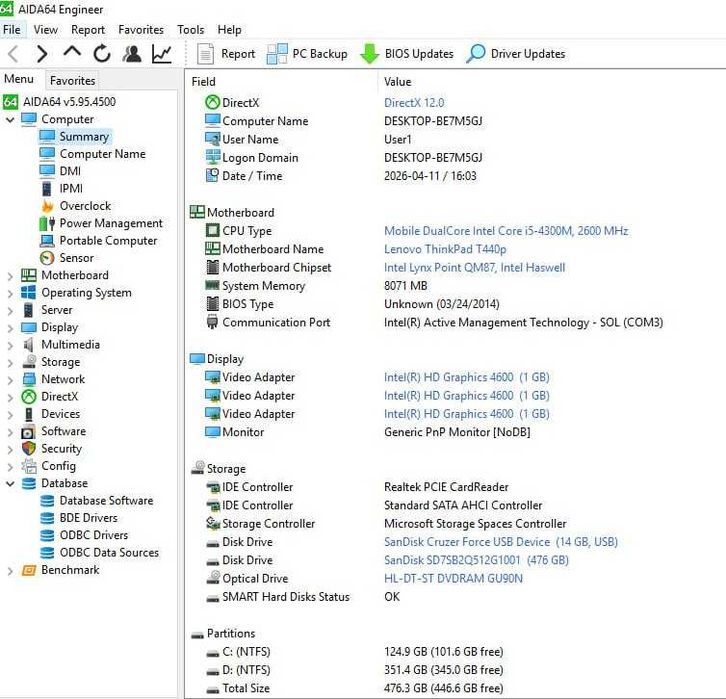 ноутбук Lenovo ThinkPad T440p 512GB SSD