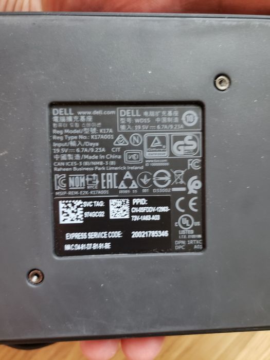 Док-станція Dell WD15 K17A Thunderbolt USB-C 4K з адаптером 90Вт