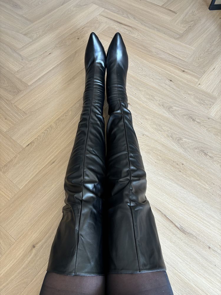 Kozaki za kolano 11cm Trans zapinane od tył rozmiar 44 29cm