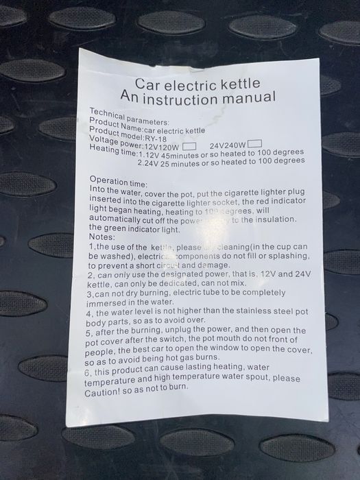 Czajnik elektryczny 12/24V dla auta 750ml