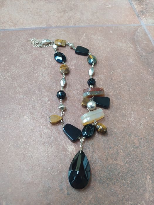 Naszyjnik damski brązowy czarny biżuteria