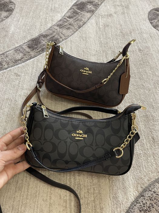 Сумка Coach Teri bag, сумка коуч тері, coach bag brown black, сумка на плече coach
