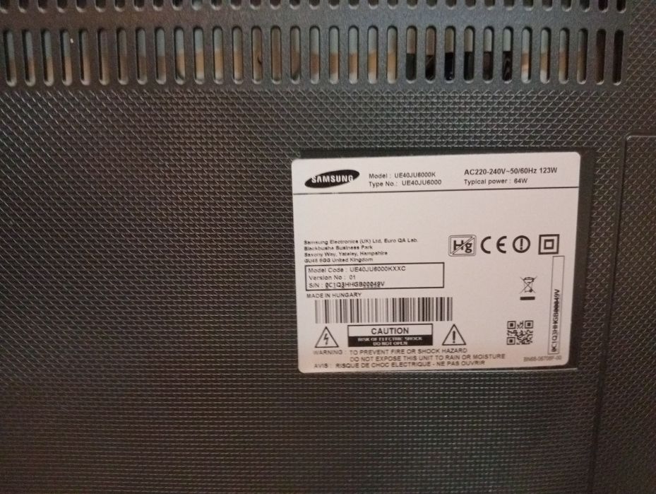 Televisão Samsung UE40JU6000K – Para Peças / Reposição