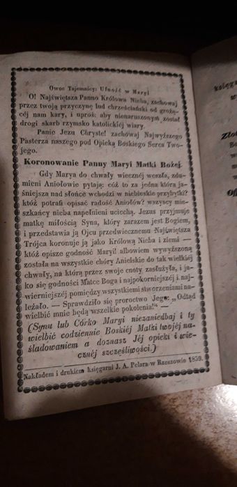 Reguły Źywego Różańca -Rzeszów 1859, rzadkie
