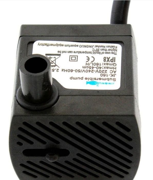 Nowy NAPOWIETRZACZ Pompka do Akwarium 160L/h 2w1 czarna