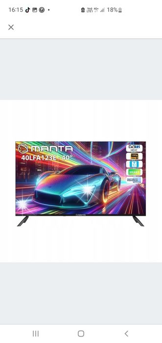 Telewizor Manta 40LFA123E 40 LCD 1920 x 1080 (Full HD) Android TV DVB-T2