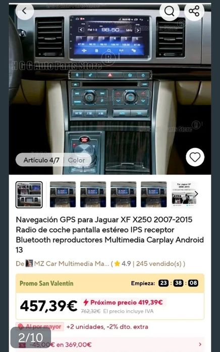 Vendo radio Android jaguar xf 2009