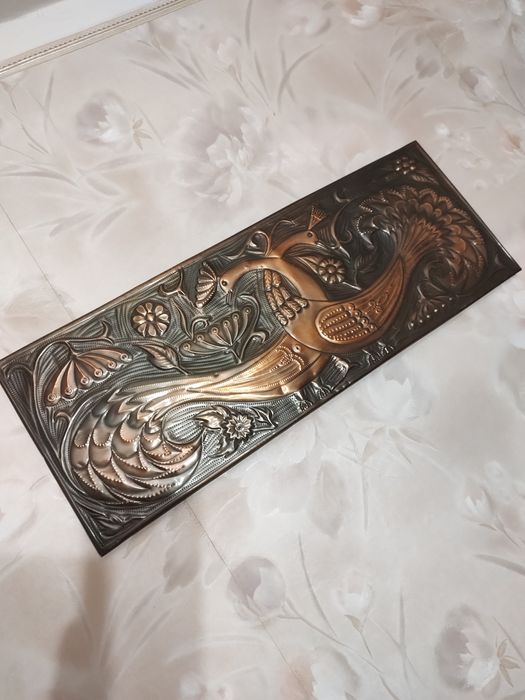 "ПАВЛІНИ" павичі чеканка  Розмір: 19×  49,5см. ретро винтаж.