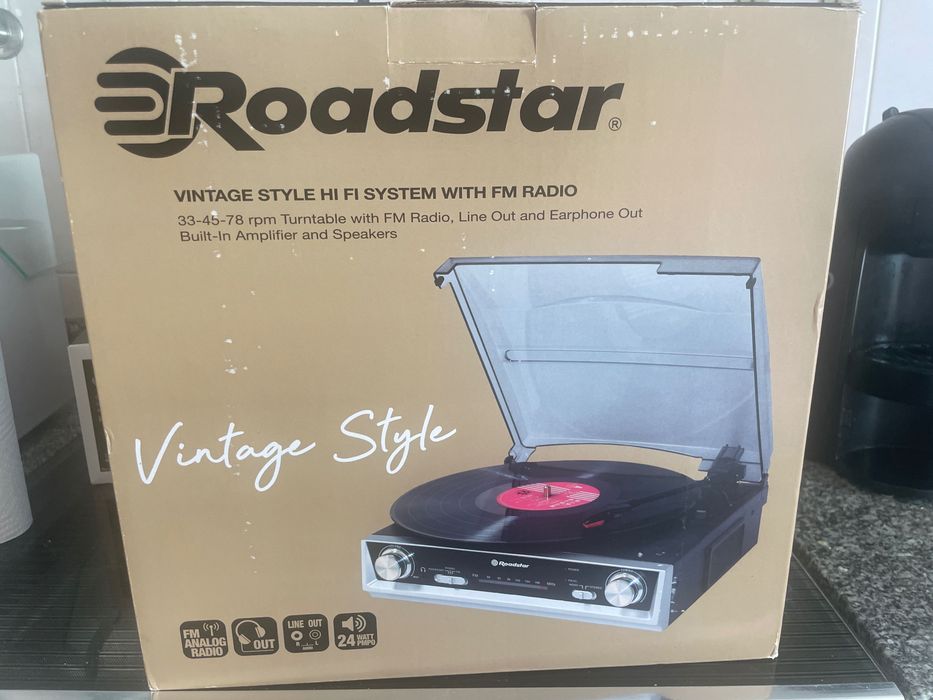 Gira-discos Roadstar Vintage Style - Novo selado na caixa