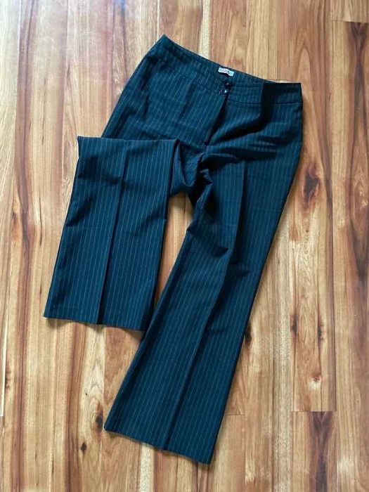 Taranko prazkowane spodnie eleganckie material dzwony jakosc xl 42 40 +size
