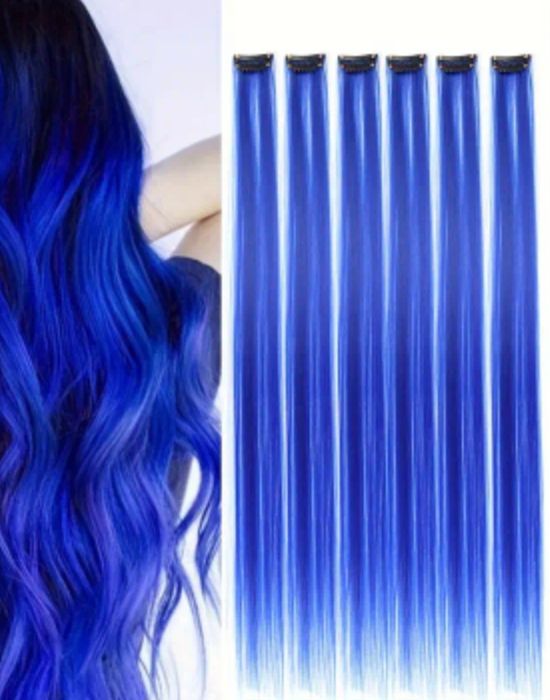 Extensão de cabelo colorido com clip, 5 e 6 peças. Novo.