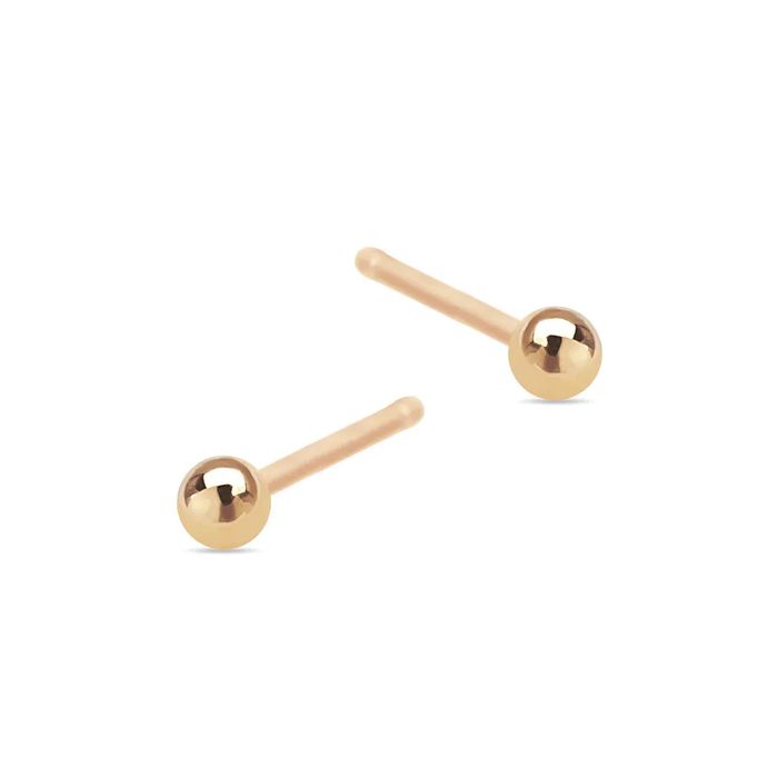 złote kolczyki małe kuleczki 2mm do codziennego noszenia