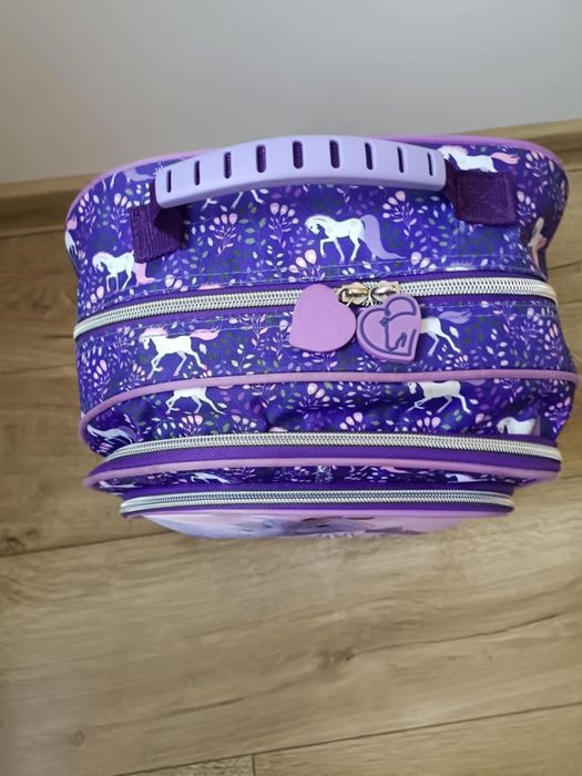 Plecak i piórnik, zestaw, konie, kl.1-3,  fioletowy