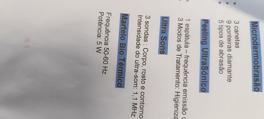 Manual de máquina de multifunções para tratamentos de rosto