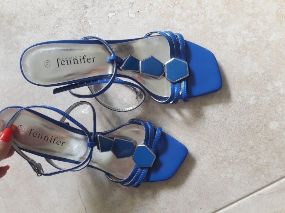 Buty sandałki szpilki 37 niebieskie chabrowy