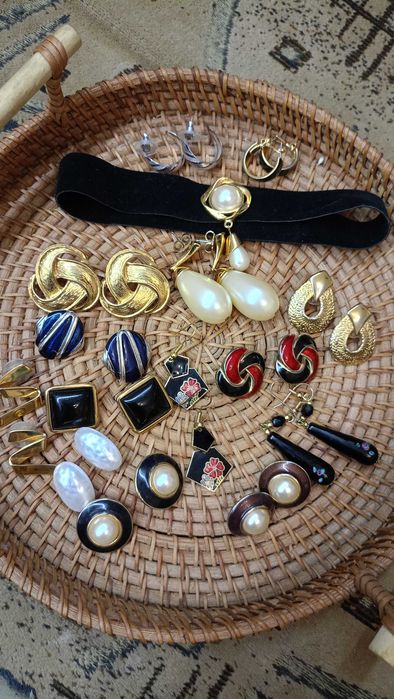 Вінтажні сережки,кульчики 80 роки.monet,чокер