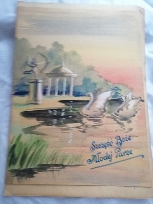 Kartki pamiątki ślubne 9szt 1955