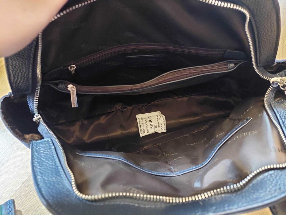 torebka skórzana wittchen granatowa ozdobny lampas metka