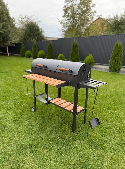 Мангал з кришками для барбекю метал 5 мм з поличкою для дрів