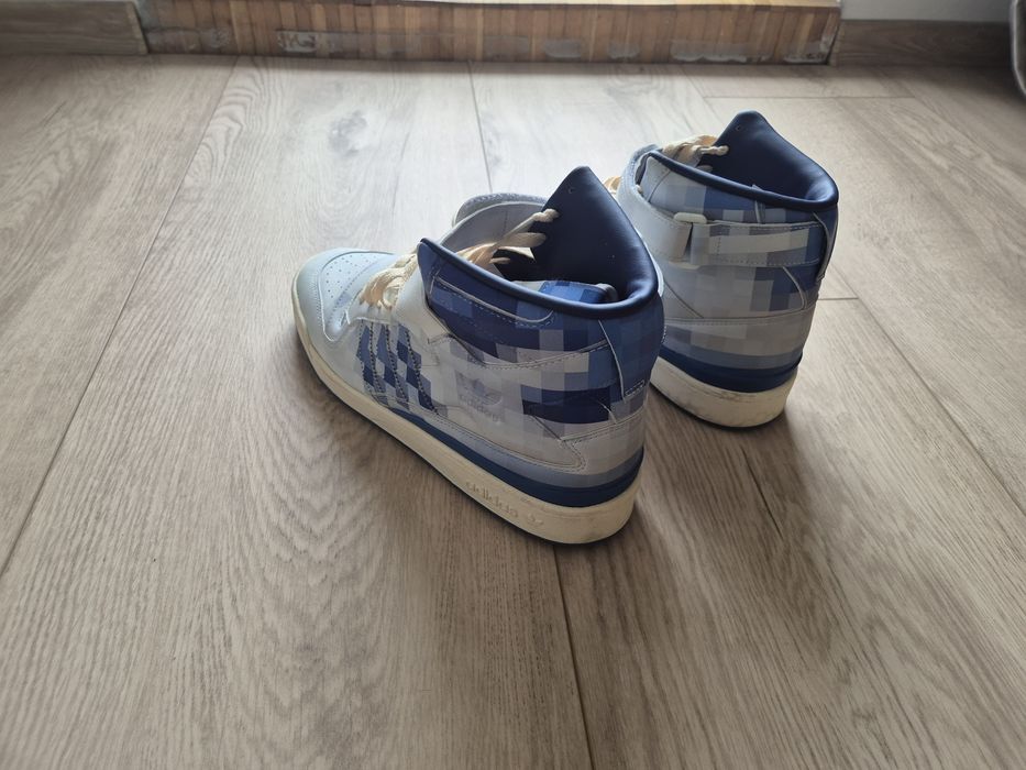 Buty Adidas Forum 45 błękitne wysokie