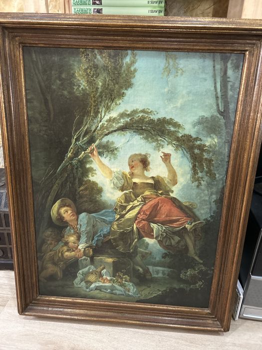 Quadro Clássico Pintado à Mão Estilo Rococó Francês 100x73