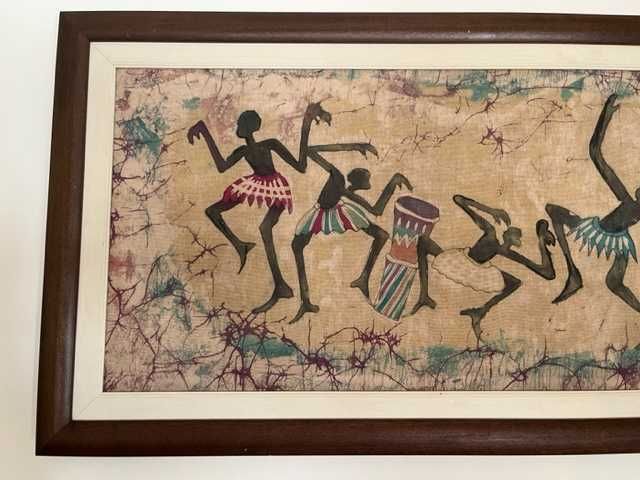 Quadro em tecido pintado à mão  Pintura Africana