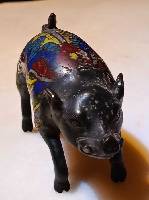 Porco Mitológico Javali Bronze Séc XVII Ming 11 cm