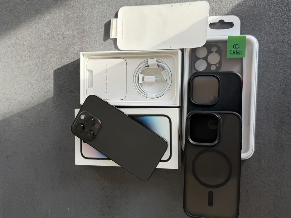 iPhone 14 Pro 128 GB Space Black – Stan bardzo dobry, kpl, etui, folie