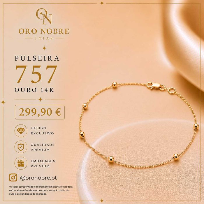 Pulseira feminina em Ouro 14k
