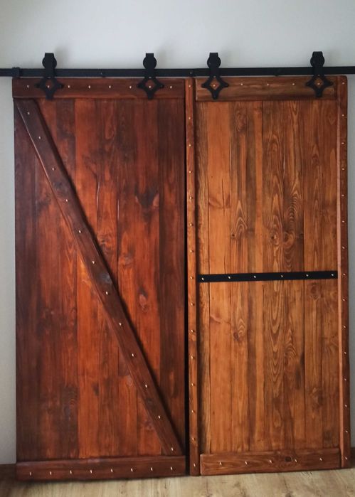 Drzwi drewniane loftowe plus system przesuwny