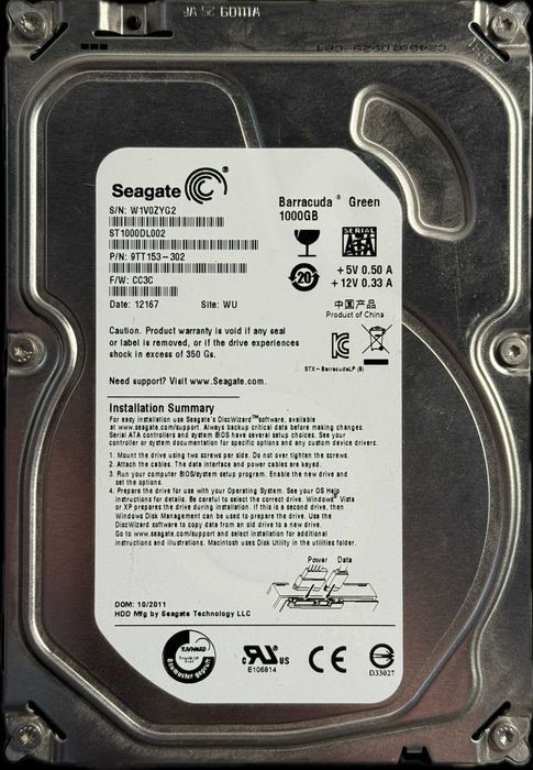 Dysk twardy HDD Seagate Barracuda Green ST1000DL002 1TB SATA II 3,5"