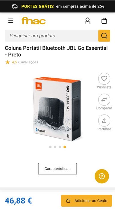 Coluna Portátil Bluetooth JBL Go Essential - F Preto