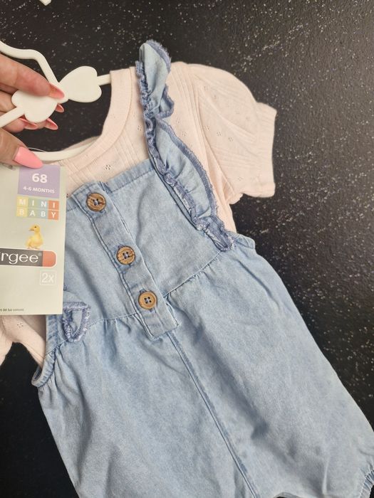 Komplecik bluzeczka i ogrodniczki 68 nowe