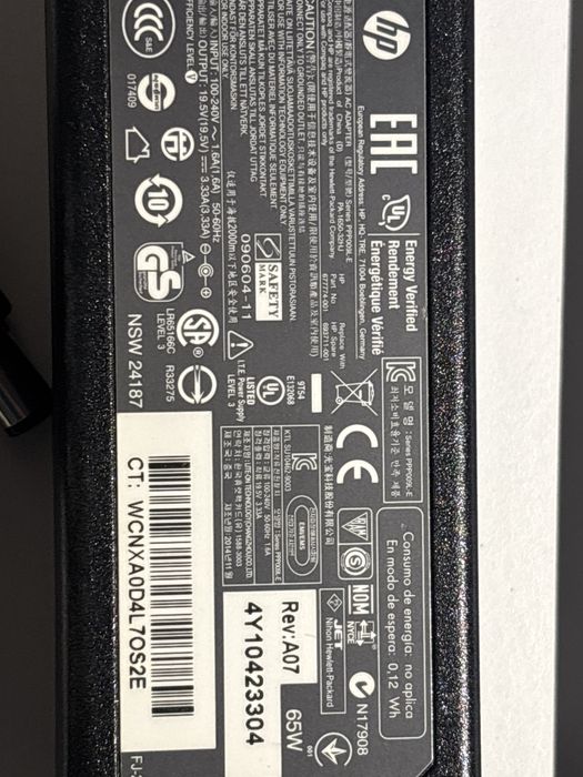 Transformador original 65W portatil HP