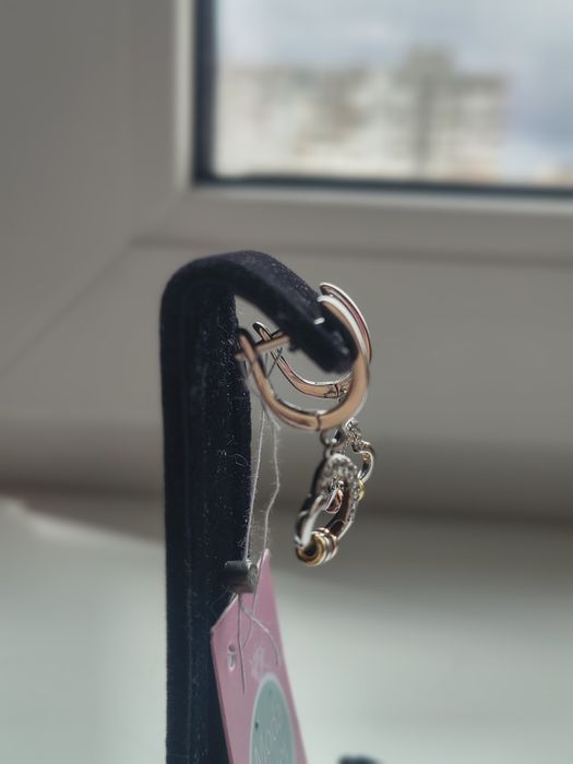 Срібні сережки та кулон с позолотою