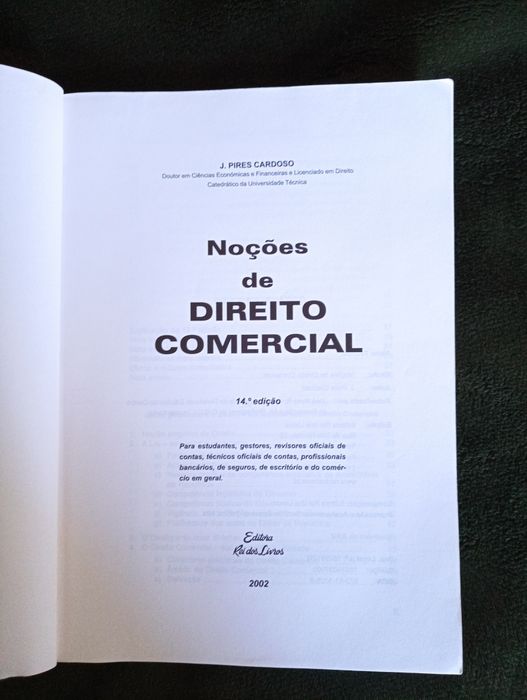 Noções de Direito Comercial -José Pires Cardoso 14.ª ed - 2002
