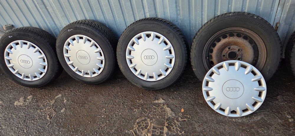 Koła felgi opony zimowe Audi A4 B5 B6 A6 5X112 15" 57,1 kpl +kołpaki
