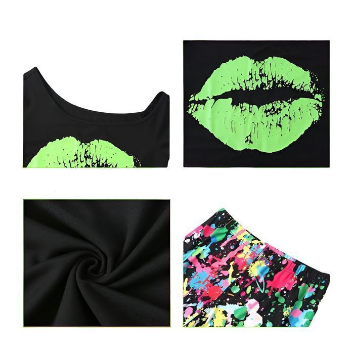 Damski Strój Kostium Przebranie Lata 80 Halloween Retro Neon Disco XL