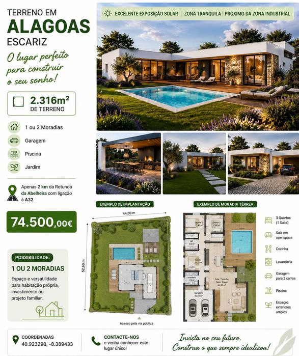 Terreno para 1 ou 2 moradias em Escariz, Arouca